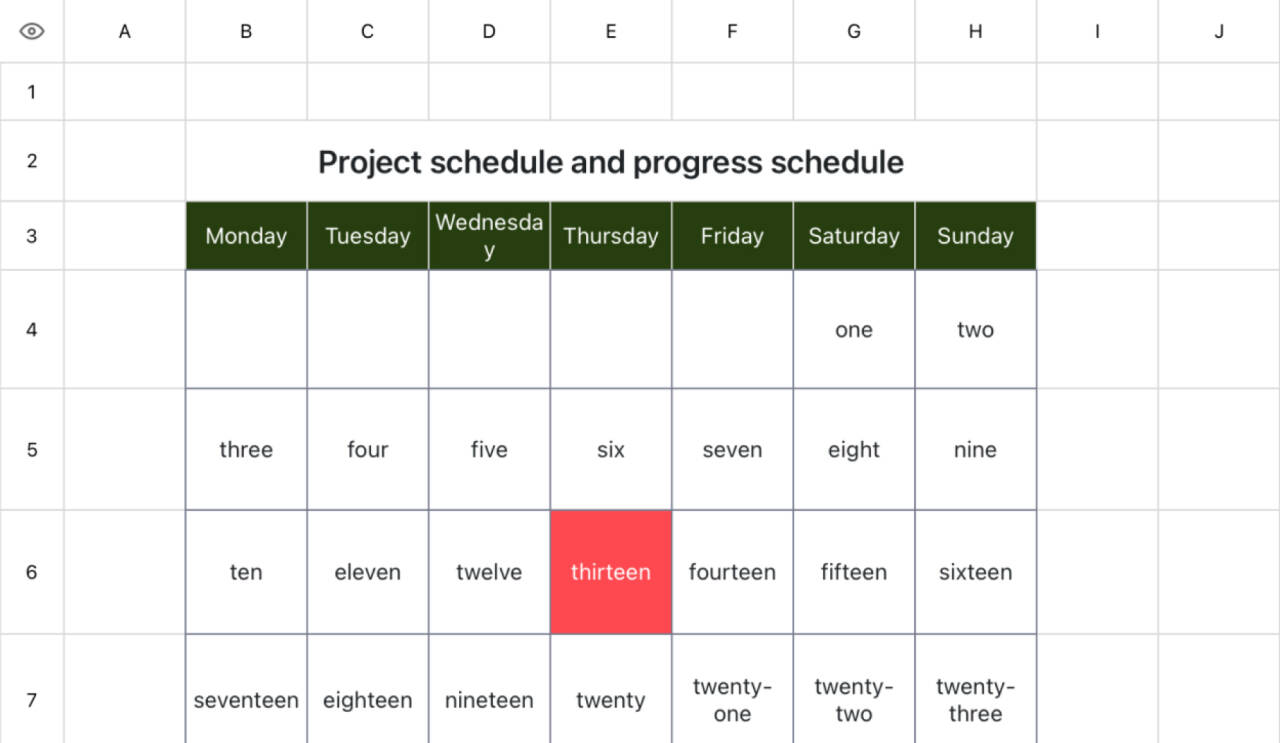 Project scheduling schedule 1